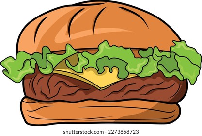 Hand drawn Hamburger Isolated Vector illustration