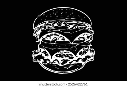 hamburguesa dibujada a mano, conjunto de hamburguesa estilo doodle, hamburguesa. Ilustración vectorial. para el diseño de comida rápida