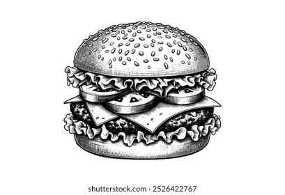 hand drawn hamburger, Set of doodle style hamburger, burger. Vector illustration. for fast food design