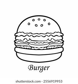 Hand drawn hamburger vector illustration. icon for food sales.