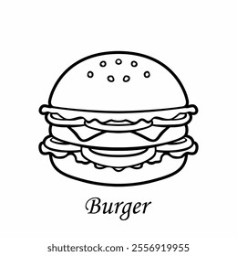 Hand drawn hamburger vector illustration. icon for food sales.