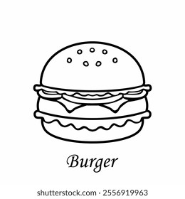 Hand drawn hamburger vector illustration. icon for food sales.