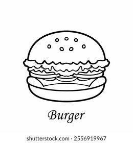 Hand drawn hamburger vector illustration. icon for food sales.