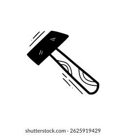 Hand Drawn Hammer Illustration. Doodle Vector. Isolated on White Background - EPS 10 Vector
