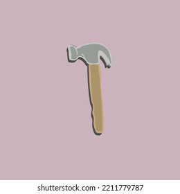 Hand Drawn Hammer Vector Illustration.