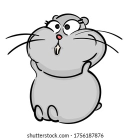 Hand drawn hamster. Cute gray hamster. Animal wildlife cartoon character. Hamster animal vector illustration. Sketch for t shirt design, fashion print, graphic Greeting cards, posters, prints.