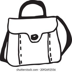 handgezeichnete Handtasche, Vektorgrafik auf weißem Hintergrund