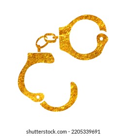 Icono de la manecilla dibujada a mano en ilustración vectorial de textura de lámina dorada