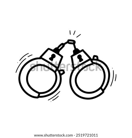 Hand Drawn Handcuff Illustration. Doodle Vector. Isolated on White Background - EPS 10 Vector