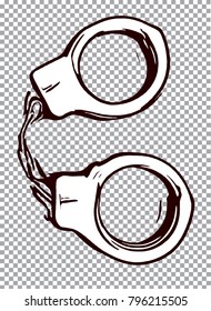 Hand drawn Handcuff, Vector illustration. EPS8