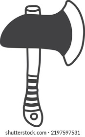 Hand Drawn handle hatchet axe illustration isolated on background