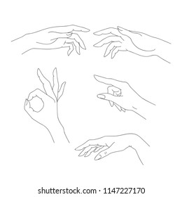 Hand drawn hands, arm gesture, vector