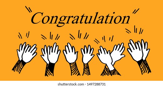 hand drawn of Hands clapping. applause people hands up and thumbs up gestures. sign for congratulation, human ovation celebrating applause. cartoon style. vector illustration