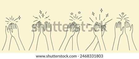 hand drawn of hands clapping . applause, thumbs up gesture on doodle style , vector illustration