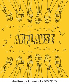 hand drawn of hands clapping ovation. applause, hands gesture on doodle style , vector illustration
