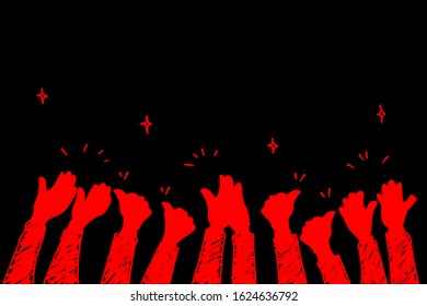 hand drawn of hands clapping ovation. applause, thumbs up gesture on doodle style , vector illustration