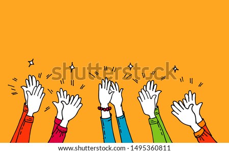 hand drawn of hands clapping ovation. applause, on doodle style , vector illustration