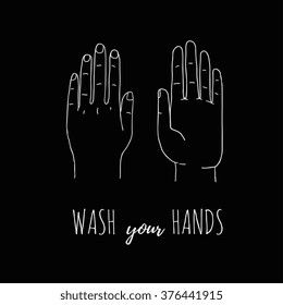 hand drawn hands on black background