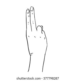 Hand Drawn Hands, Two Fingers Up, Yoga Position, Vector Set Illustration Symbol Icon
