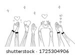 hand drawn of hands up. hands clapping. Concept of charity and donation. Give and share your love to people. hands gesture on doodle style, vector illustration