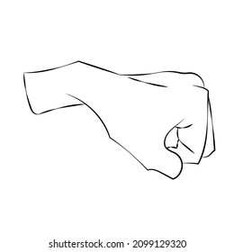 Hand drawn hands vector illustration. Line art hand. Social illustration. hand in the form of a fist for a friendly greeting or punch. Abstract.