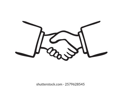 Hand Drawn Handshake doodle outline icon Vector Illustration for Partnership Concept . Vector illustration
