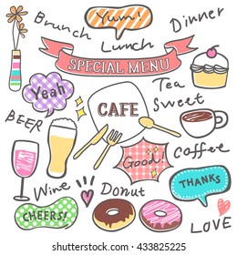 Hand drawn and handwriting style cafe elements