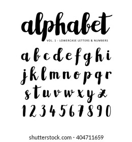 Hand Drawn, Handwritten Vector Alphabet. Brush Script, Font. Isolated Letters Written With Marker, Ink. Calligraphy, Lettering.