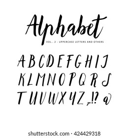 Hand drawn, handwritten vector alphabet. Script brush font. Isolated letters written with marker, ink. Calligraphy, lettering. 