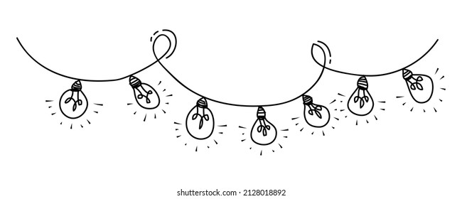 Dibujo manual de la idea de la luz de la lámpara colgante. Símbolo de idea, creatividad, innovación, inspiración. Ilustración del vector