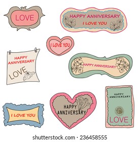 Hand Drawn Happy Anniversary Label: vector de stock (libre de regalías ...