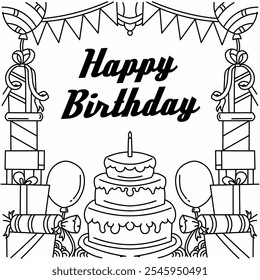 Hand drawn of happy birthday