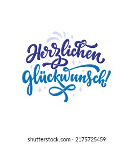 Handgezeichnetes Geburtstagsschreiben - Herzlichen Glückwunsch. Inspirationsmotto für Grußkartendesign, Druck und Plakatdesign. Cool für T-Shirt- und Mugdrucke.