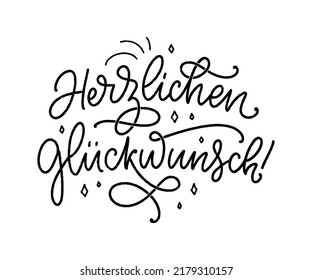 Handgezeichnetes Geburtstagsschreiben - Herzlichen Glückwunsch. Inspirationsmotto für Grußkartendesign, Druck und Plakatdesign. Cool für T-Shirt- und Mugdrucke.