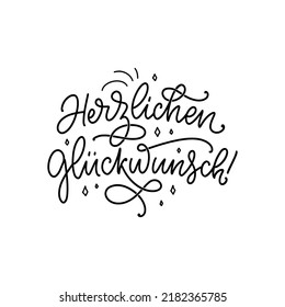 Handgezeichnetes Geburtstagsschreiben - Herzlichen Glückwunsch. Inspirationsmotto für Grußkartendesign, Druck und Plakatdesign. Cool für T-Shirt- und Mugdrucke.