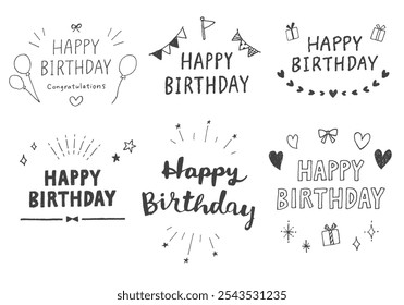 Hand drawn HAPPY BIRTHDAY lettering set