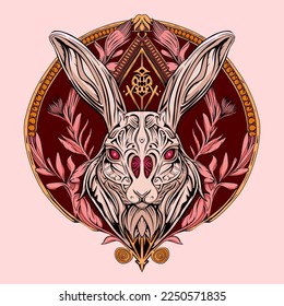 Hand drawn happy chinese new year 2023 year of the rabbit