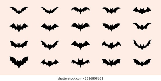 Hand drawn happy and cute halloween elements set. bat clipart.