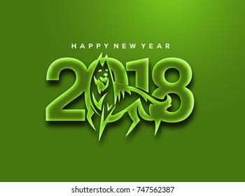 Hand drawn happy dogs year text, 2018, holiday, vector illustration