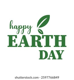 hand drawn happy earth day text writing icon.