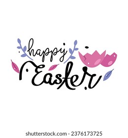 Hand Drawn Happy Easter Calligraphy Text Vector Design.