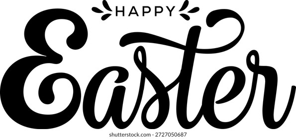 Caligrafia de Páscoa feliz desenhada à mão e letras de caneta de pincel. Design de ilustração vetorial para cartão comemorativo de feriado, cartaz, banner, sobreposições de fotos, impressão de camiseta, design de panfleto