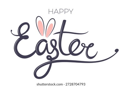 Hand drawn happy Easter calligraphy lettering