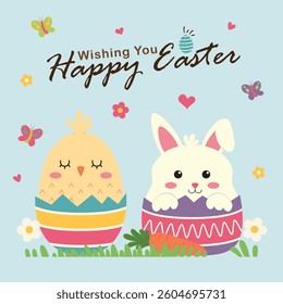 Hand Drawn Happy Easter Day illustration Vector