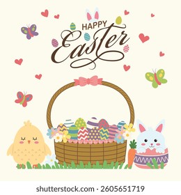 Hand Drawn Happy Easter Day illustration Vector
