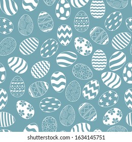 Hand drawn Happy Easter eggs seamless pattern. Cute spring holiday texture for textile or wrapping paper.