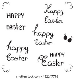 Hand drawn Happy Easter, Greeting card text templates hand writing, vector illustration, graphic design, calligraphy typography