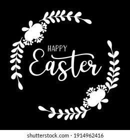 Cita de HAPPY EASTER dibujada a mano como logo. Letras de Holliday 