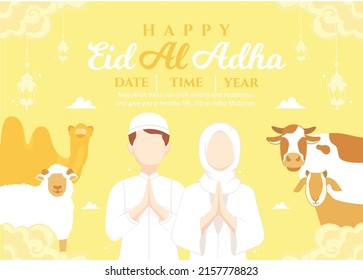 Ilustración de Hand drew happy eid al adha 