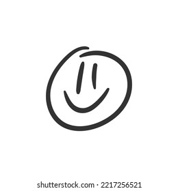 Hand drawn happy face vector icon. Smiling face flat sign design. Smiley linear symbol pictogram